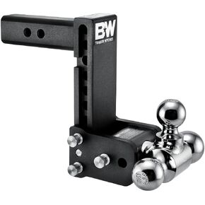 B&W Trailer Hitches Tow & Stow Adjustable Trailer Hitch Ball Mount - Fits 2" Receiver, Tri-Ball (1-7/8" x 2" x 2-5/16"), 7" Drop, 10,000 GTW - TS10049B