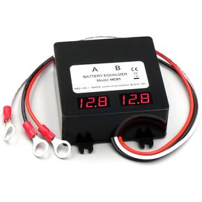 Battery Equalizer 24V - 2 x 12V Battery Voltage Balancer for Gel Flood AGM Lead Acid Lithium Battery with LED Display Battery Voltage(HC01 Balancer)