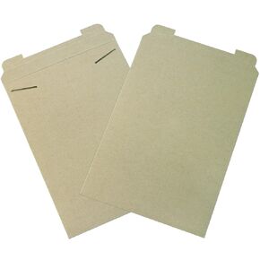 BOX USA Shipping Mailers, Flat Kraft, 13"L x 18"W 100-Pack | Thin Stayflat Mailers for Packing, Shipping and Storage 13x18 1318