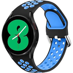 No Gap Strap for Samsung Galaxy Watch 6/6 Classic/5/5 Pro/4/4 Classic 40mm 44mm 45mm 46mm 43mm 47mm Triple Row Breathable Holes,Adjustable Silicone Bracelet Sport Wristband Women Men