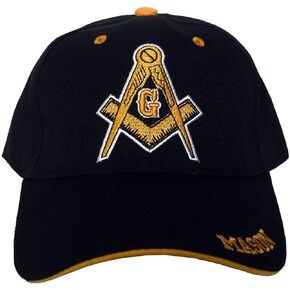 Freemason 3D Embroidered Adjustable Baseball Hat/Cap (Black & Yellow)