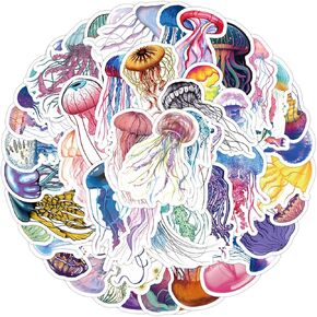 50 قطعة من ملصقات قنديل البحر الكرتونية الجمالية لقنديل البحر ملصقات الفينيل المقاومة للماء ملصقات المحيط لزجاجات المياه وأجهزة الكمبيوتر المحمولة والهواتف المحمولة وسجلات القصاصات وهدايا للأطفال والمراهقين والكبار ومستلزمات الحفلات in Kuwait