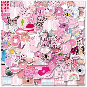 ملصقات وردية على طراز Preppy 200 قطعة من هدايا عيد الحب للفتيات الوردية والكمبيوتر المحمول وغرفة النوم وخزانة السيارة والدراجة النارية والدراجة والهاتف المحمول والأمتعة والجيتار ملصق DIY للطلاب المراهقين والبنات in Kuwait