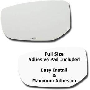 Mirror Glass + Full Size Adhesive Pad for 2013-2016 Dodge Dart Driver Side Replacement (2013 2014 2015 2016 13 14 15 16)