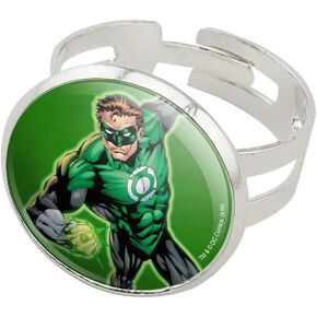 GRAPHICS & MORE Green Lantern Character Silver Plated Adjustable Novelty Ring