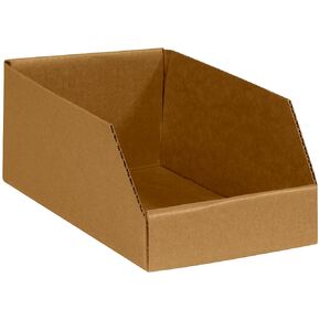 SNBINBWZ618K Open Top Bin Boxes, 6" x 18" x 4 1/2", 6" Width, 4.5" Height, 18" Length, Kraft (Pack of 50)
