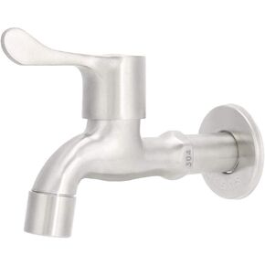 Fdit Practical Household G1/2in Stainless Steel Water Faucet Washing Machine Sink Basin Single Cold Faucet Water Tap Bathroom
