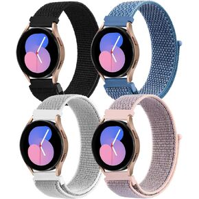4 Pack Bands for Samsung Galaxy Watch 4/5 40mm 44mm, Galaxy Watch 5 Pro 45mm, Galaxy Watch 4 Classic 42mm 46mm, 20mm Sport Nylon Bands Replacement for Samsung Galaxy Watch 4/5 for Women Men