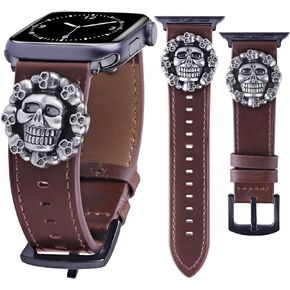Genuine Leather Band Compatible with Apple Watch 38mm 40mm 41mm 42mm 44mm 45mm 49mm ultra, Replacement Handmade Leather Strap for IWatch
