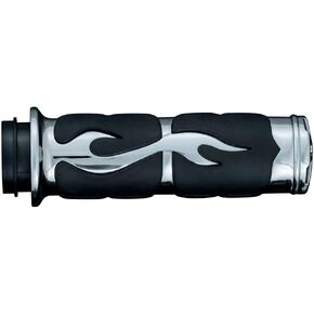 Kuryakyn 6260 Motorcycle Handlebar Accessory: ISO Flame Hand Grips for 1982-2019 Harley-Davidson Motorcycles with Dual Cable Throttle Control, Chrome, 1 Pair