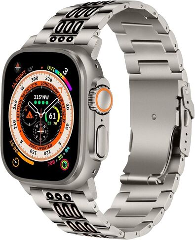 أساور تيتانيوم لساعة أبل الترا 2/1 49 ملم سوار معدني قوي للرجال مع سوار iwatch مضيء in Saudi Arabia