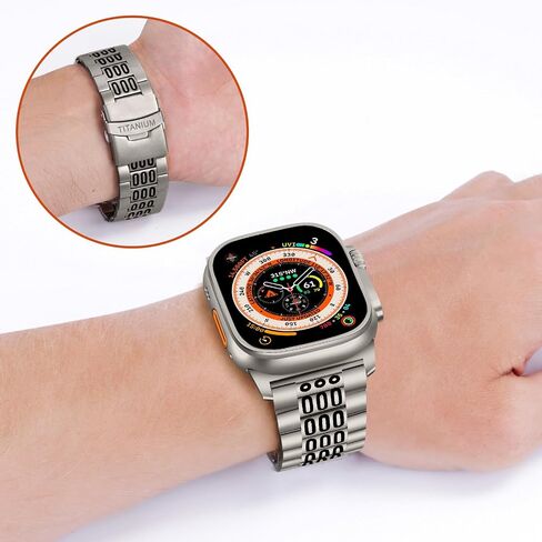 أساور تيتانيوم لساعة أبل الترا 2/1 49 ملم سوار معدني قوي للرجال مع سوار iwatch مضيء in Saudi Arabia