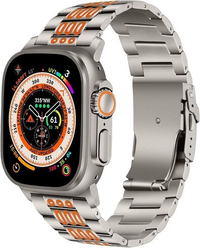 أساور تيتانيوم لساعة أبل الترا 2/1 49 ملم سوار معدني قوي للرجال مع سوار iwatch مضيء in Saudi Arabia