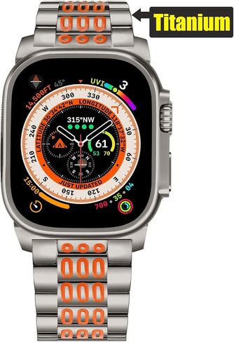 أساور تيتانيوم لساعة أبل الترا 2/1 49 ملم سوار معدني قوي للرجال مع سوار iwatch مضيء in Saudi Arabia