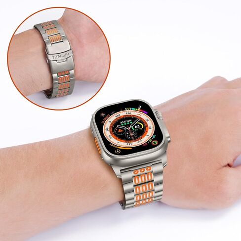 أساور تيتانيوم لساعة أبل الترا 2/1 49 ملم سوار معدني قوي للرجال مع سوار iwatch مضيء in Saudi Arabia