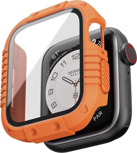 GELISHI Hard Case Compatible with Apple Watch Case 44mm, Rugged Protective Case Cover with Tempered Glass Screen Protector for Watch SE/Series 6 5 4, Black in Saudi Arabia