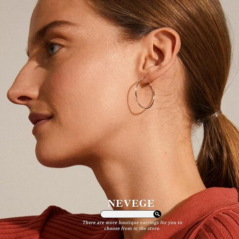 NEVEGE 3 Pairs Sterling Silver Hoops Earrings Large Silver Hoop Earrings for Women Hypoallergenic Lightweight Twisted Rhinestone Hoop Earrings Set 20/30/40/50/60/70MM in Saudi Arabia