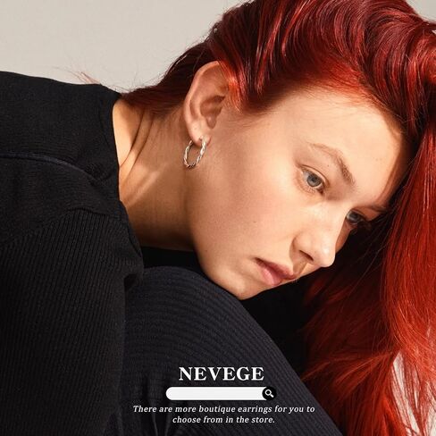 NEVEGE 3 Pairs Sterling Silver Hoops Earrings Large Silver Hoop Earrings for Women Hypoallergenic Lightweight Twisted Rhinestone Hoop Earrings Set 20/30/40/50/60/70MM in Saudi Arabia