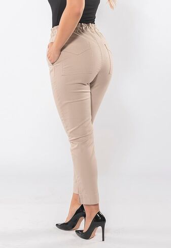 Women's Skinny Twill Pants High Waist Elastic in Saudi Arabia