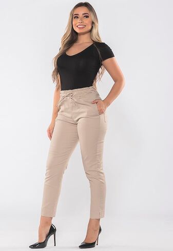 Women's Skinny Twill Pants High Waist Elastic in Saudi Arabia