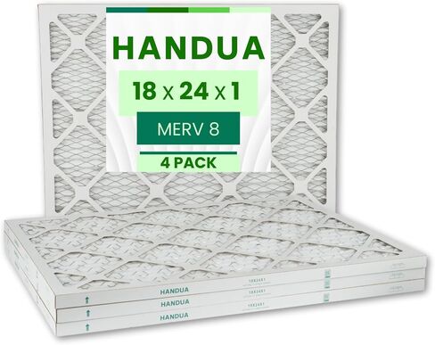 فلتر هواء Handua 18x24x1 MERV 8 للتحكم في الغبار، فلتر بديل هواء AC للفرن المطلي، 4 عبوات (الحجم الفعلي: 17.75 بوصة × 23.75 بوصة × 0.75 بوصة) in Saudi Arabia