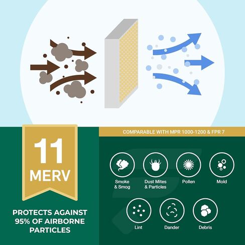 Filterbuy 25x32x1 Air Filter MERV 11 Allergen Defense (2-Pack), Pleated HVAC AC Furnace Air Filters Replacement (Actual Size: 24.50 x 31.50 x 0.75 Inches) in Saudi Arabia