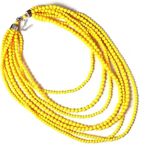 قلادة كارديجان مطرزة بالكريستال الملون، قلادات طويلة مصنوعة يدويًا للنساء والفتيات - أصفر in Kuwait