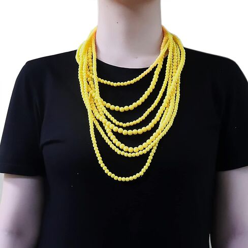 قلادة كارديجان مطرزة بالكريستال الملون، قلادات طويلة مصنوعة يدويًا للنساء والفتيات - أصفر in Kuwait