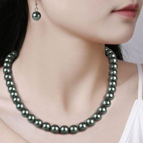 TUOKAY Shell Pearl Necklaces for Women Pearl Choker Necklace as pearl wedding jewelry, 10mm 18'' White Pearl Necklace strand, Dainty Pearl Jewelry beaded necklace gifts in Kuwait