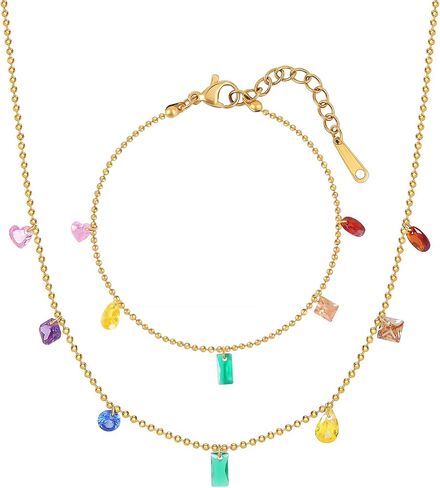 YADUDA boho Moon Star Choker Necklace for Women,18K Gold Plated Colorful Drop Dangle Station Necklace Jewelry Gift for Women Teen Girls in Kuwait