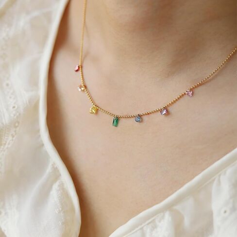 YADUDA boho Moon Star Choker Necklace for Women,18K Gold Plated Colorful Drop Dangle Station Necklace Jewelry Gift for Women Teen Girls in Kuwait