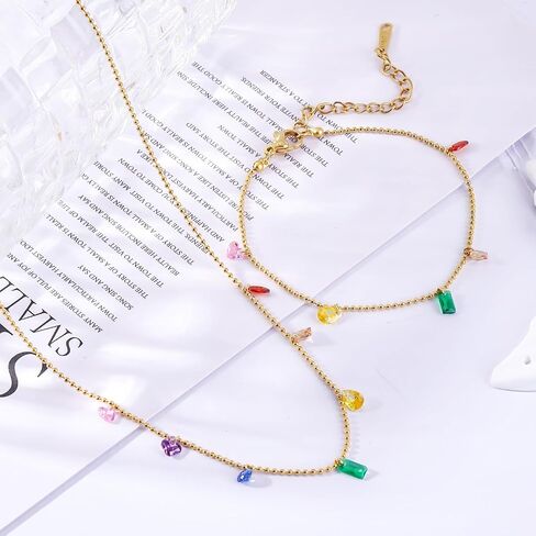 YADUDA boho Moon Star Choker Necklace for Women,18K Gold Plated Colorful Drop Dangle Station Necklace Jewelry Gift for Women Teen Girls in Kuwait