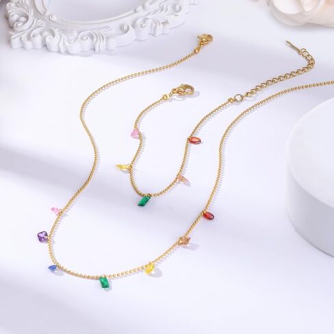 YADUDA boho Moon Star Choker Necklace for Women,18K Gold Plated Colorful Drop Dangle Station Necklace Jewelry Gift for Women Teen Girls in Kuwait