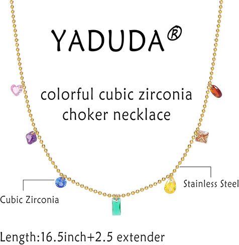 YADUDA boho Moon Star Choker Necklace for Women,18K Gold Plated Colorful Drop Dangle Station Necklace Jewelry Gift for Women Teen Girls in Kuwait