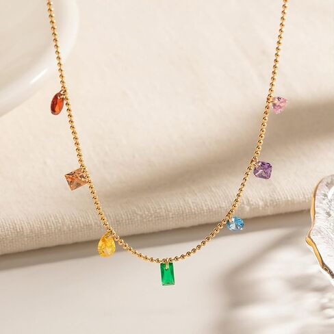 YADUDA boho Moon Star Choker Necklace for Women,18K Gold Plated Colorful Drop Dangle Station Necklace Jewelry Gift for Women Teen Girls in Kuwait