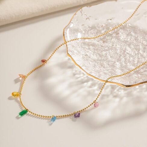 YADUDA boho Moon Star Choker Necklace for Women,18K Gold Plated Colorful Drop Dangle Station Necklace Jewelry Gift for Women Teen Girls in Kuwait