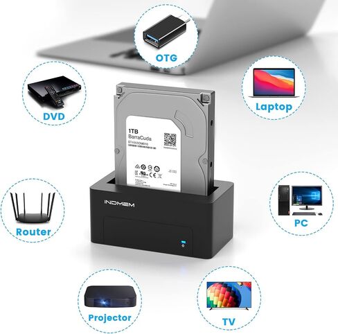 محول SAS إلى USB 3.0، محطة إرساء حاوية قارئ القرص الصلب SAS/SATA لمحرك الأقراص الصلبة SSD مقاس 2.5/3.5 بوصة مع محول طاقة 12 فولت/2 أمبير in Kuwait