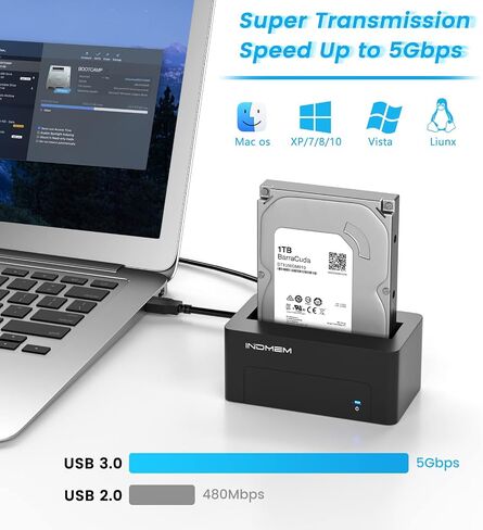 محول SAS إلى USB 3.0، محطة إرساء حاوية قارئ القرص الصلب SAS/SATA لمحرك الأقراص الصلبة SSD مقاس 2.5/3.5 بوصة مع محول طاقة 12 فولت/2 أمبير in Kuwait