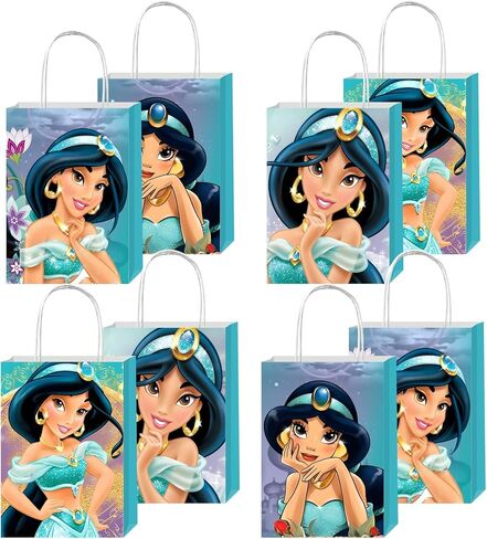 12 قطعة من حقائب هدايا حفلات الأميرة ياسمين مع مقابض، لوازم حفلات عيد ميلاد علاء الدين للفتيات ديكورات الحفلات in Kuwait