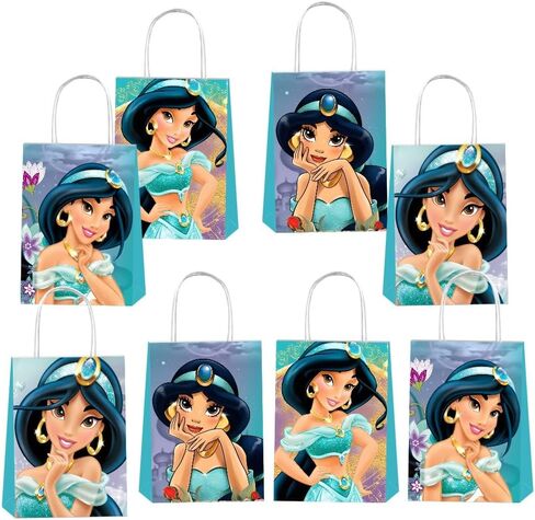 12 قطعة من حقائب هدايا حفلات الأميرة ياسمين مع مقابض، لوازم حفلات عيد ميلاد علاء الدين للفتيات ديكورات الحفلات in Kuwait