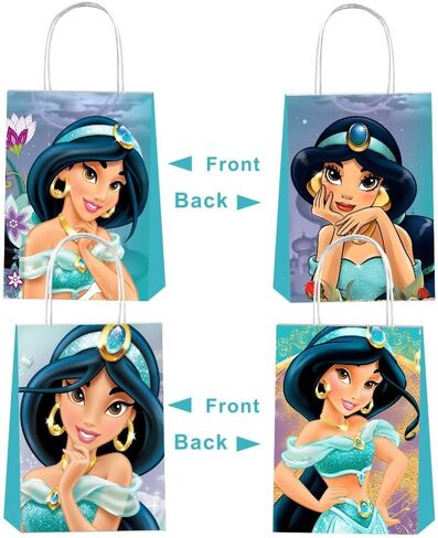 12 قطعة من حقائب هدايا حفلات الأميرة ياسمين مع مقابض، لوازم حفلات عيد ميلاد علاء الدين للفتيات ديكورات الحفلات in Kuwait