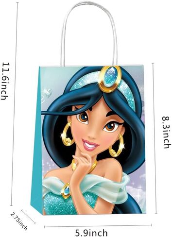 12 قطعة من حقائب هدايا حفلات الأميرة ياسمين مع مقابض، لوازم حفلات عيد ميلاد علاء الدين للفتيات ديكورات الحفلات in Kuwait