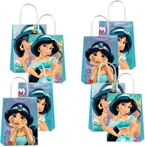 12 قطعة من حقائب هدايا حفلات الأميرة ياسمين مع مقابض، لوازم حفلات عيد ميلاد علاء الدين للفتيات ديكورات الحفلات in Kuwait