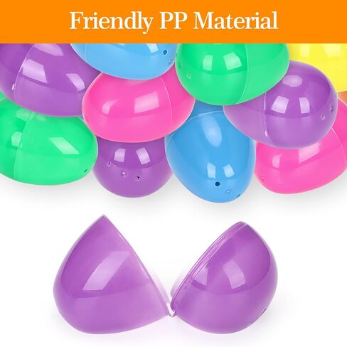 Plastic Easter Eggs Surprise Toy Eggs Colorful Bright Assortment Assorted Colors Easter Eggs Empty for Crafts Basket Stuffers Easter Party Hunt Games (50-Pack) in Kuwait
