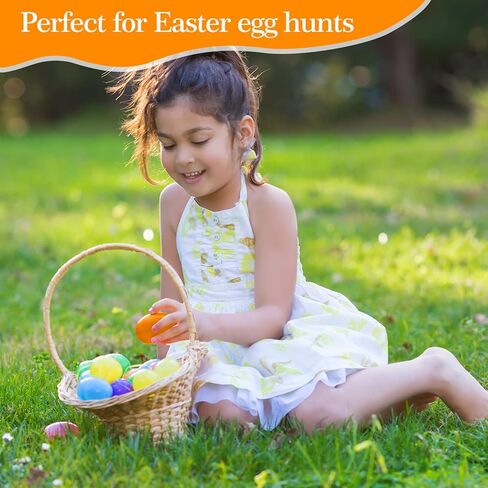 Plastic Easter Eggs Surprise Toy Eggs Colorful Bright Assortment Assorted Colors Easter Eggs Empty for Crafts Basket Stuffers Easter Party Hunt Games (50-Pack) in Kuwait