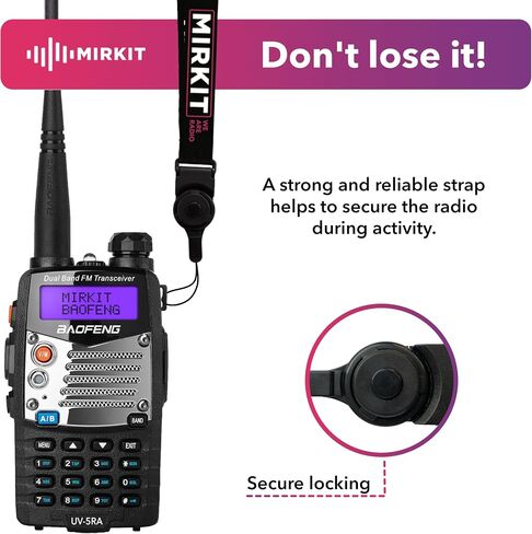 Mirkit Baofeng UV-5RA 5W Power 2024 VHF/UHF 144-148/420-450 ميجا هرتز راديو ثنائي الاتجاه مع بطارية ليثيوم أيون Baofeng 1800 مللي أمبير في الساعة وحبل Mirkit لجهاز الاتصال اللاسلكي - راديو هام ثنائي النطاق in Saudi Arabia