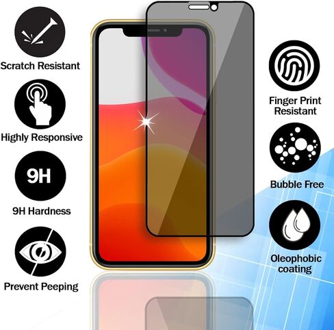 واقي شاشة [عبوتان] لهاتف iPhone 12 12 Pro مقاس 6.1 بوصة، واقي شاشة من الزجاج المقوى للخصوصية [مضاد للتجسس] [غطاء كامل] [ضمان مدى الحياة] [مضاد للخدش] [مضاد للكسر] [خالٍ من الفقاعات] in Saudi Arabia