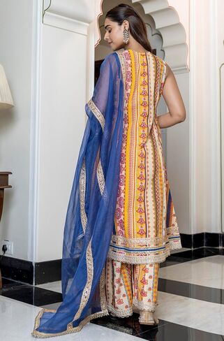 Janasya Indian Women's Multicolor Cotton Ethnic Printed Kurta with Palazzo and Dupatta in Saudi Arabia