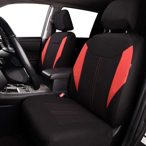 أغطية مقاعد السيارة فلاينج بانر، مجموعة كاملة من القماش الواقي، لون رياضي أسود، رمادي، أحمر، أرجواني، برتقالي، مقعد خلفي مقسم لشاحنة الدفع الرباعي (رمادي) in Kuwait