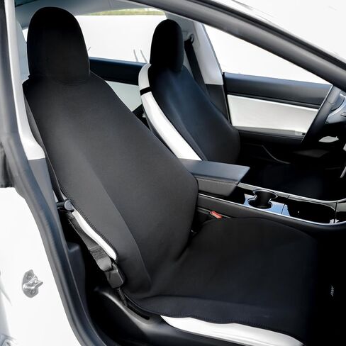 أغطية مقاعد Tesla Model 3 2023 - واقيات مقاعد أمامية من النيوبرين مقاومة للماء - أغطية مقاعد Tesla 3 تناسب 2023، 2022-2018، أسود، عبوة من قطعتين in Saudi Arabia